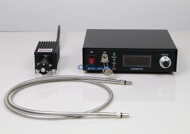 red laser coupled optic fiber